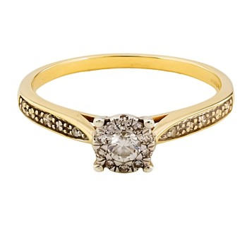 9ct gold diamond 0.15cts claw set Ring size L